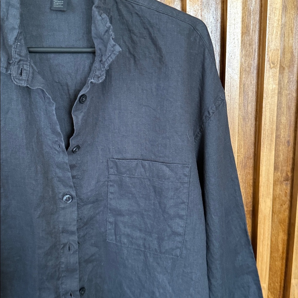Vintage H&M Home 100% Linen buttoned front shirt. Size M - Picture 6 of 9